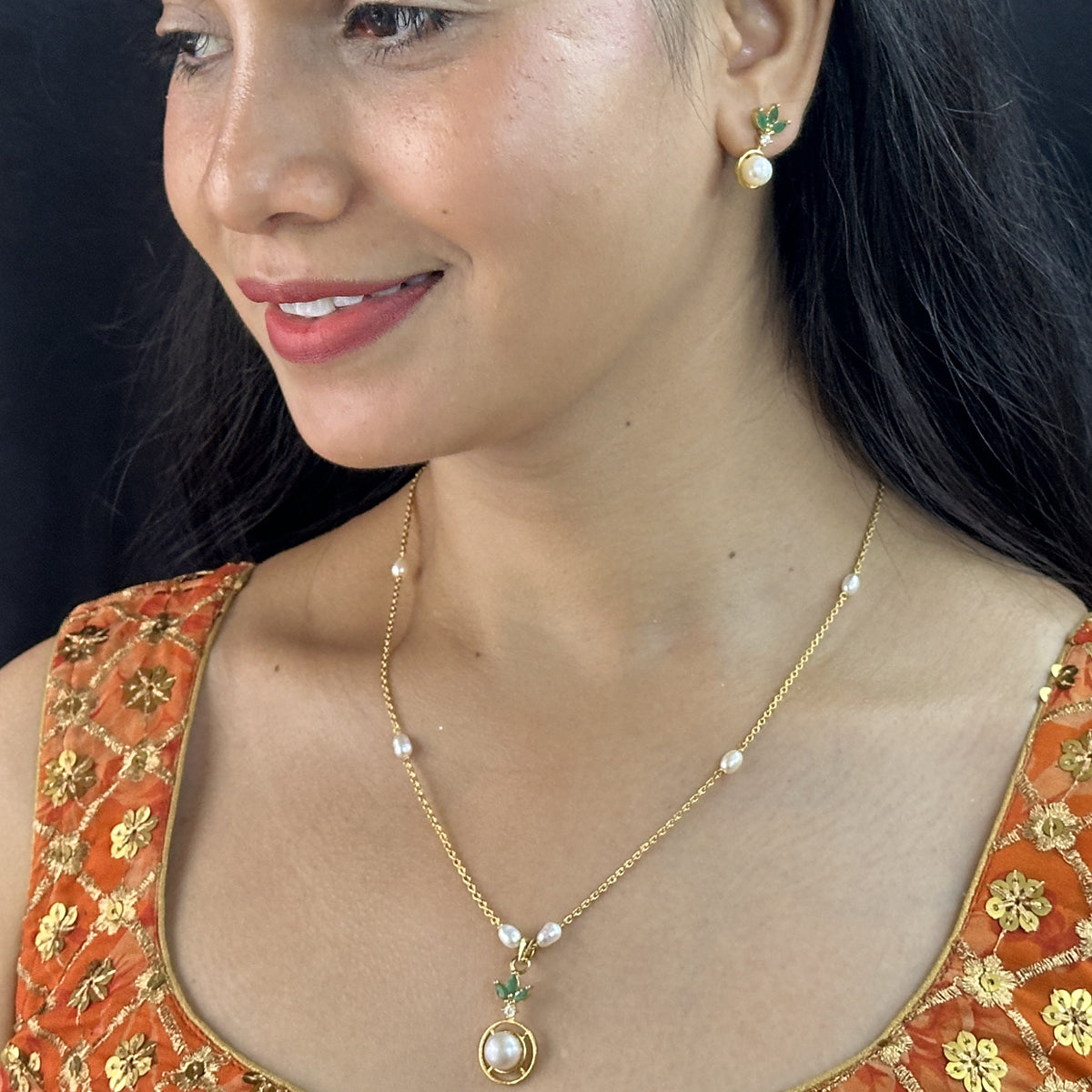 J Pearls Ethereal Pearl Chain Set - Swadesiicart