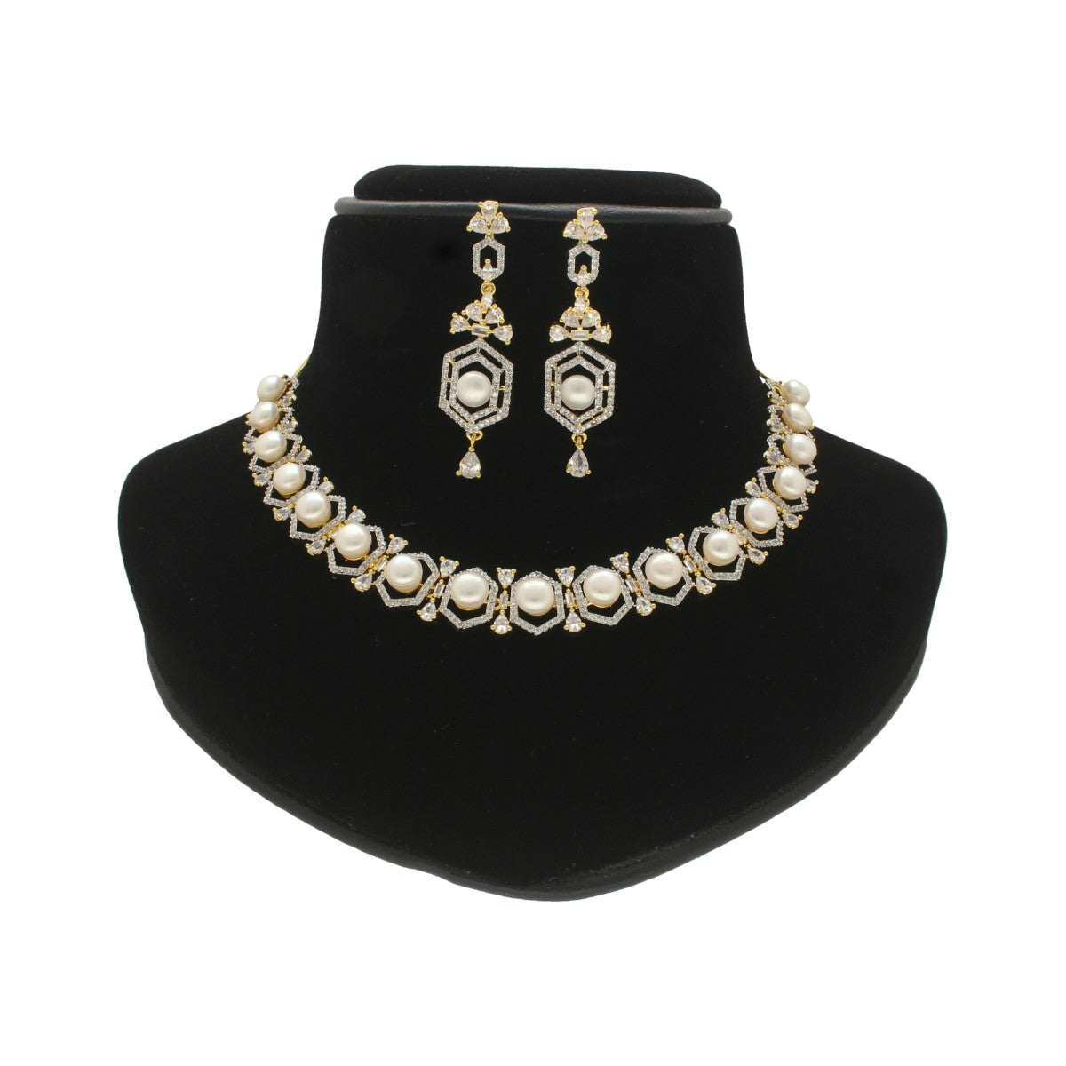 J Pearls Majestic Pearl Necklace Set - Swadesiicart