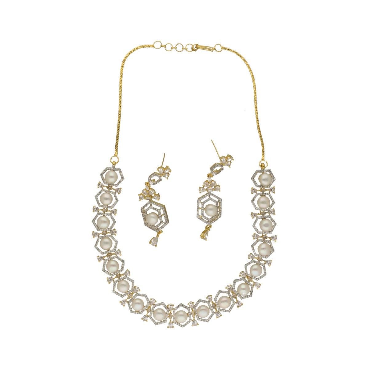 J Pearls Majestic Pearl Necklace Set - Swadesiicart