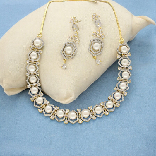 J Pearls Majestic Pearl Necklace Set - Swadesiicart