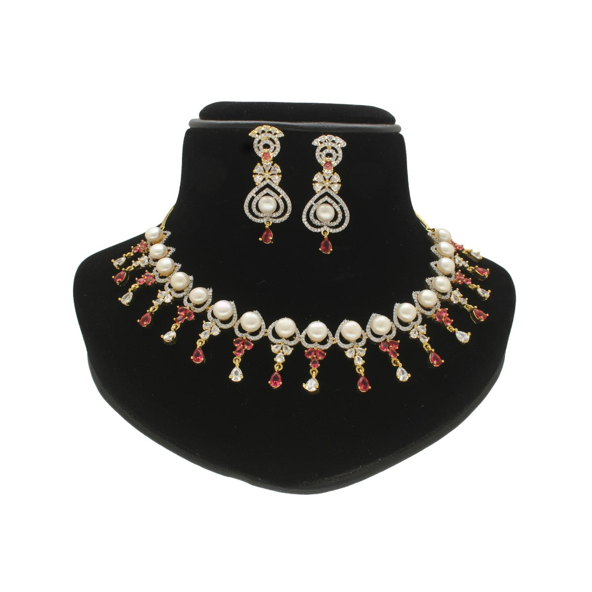 J Pearls Cherry Pearl Necklace Set - Swadesiicart