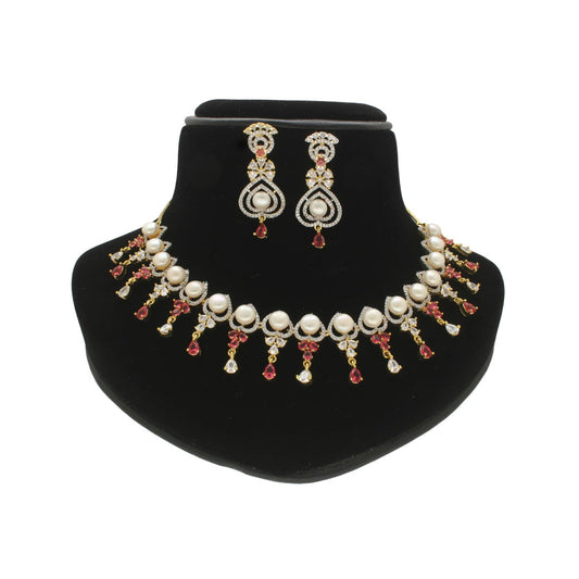 J Pearls Cherry Pearl Necklace Set - Swadesiicart