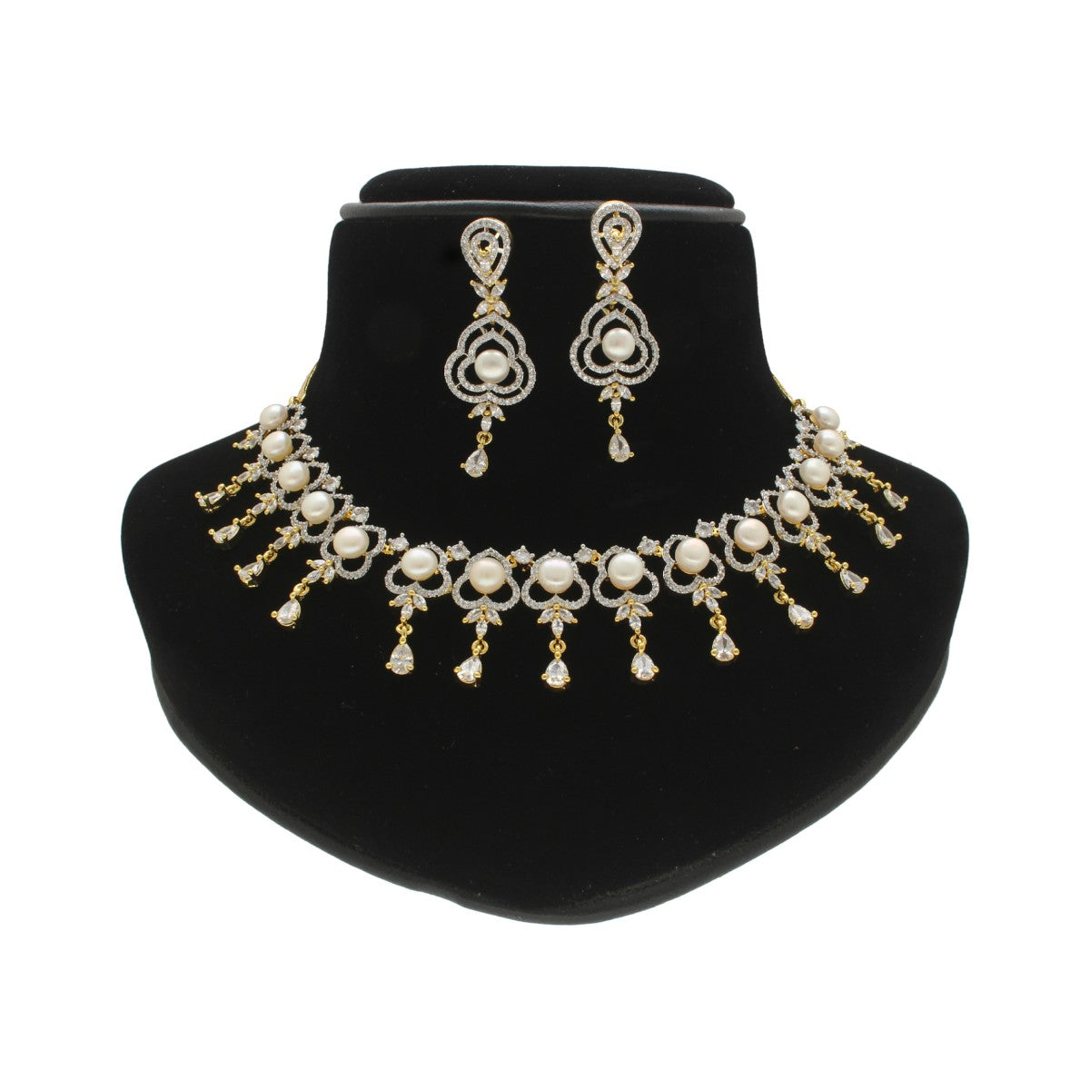 J Pearls Lustrous Pearl Necklace Set - Swadesiicart
