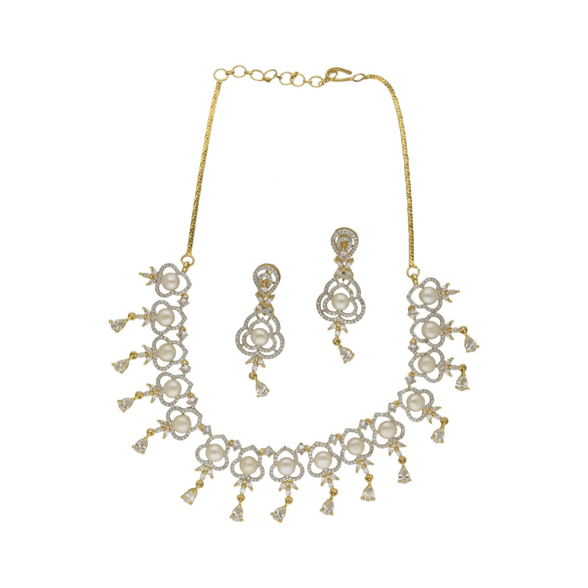 J Pearls Lustrous Pearl Necklace Set - Swadesiicart
