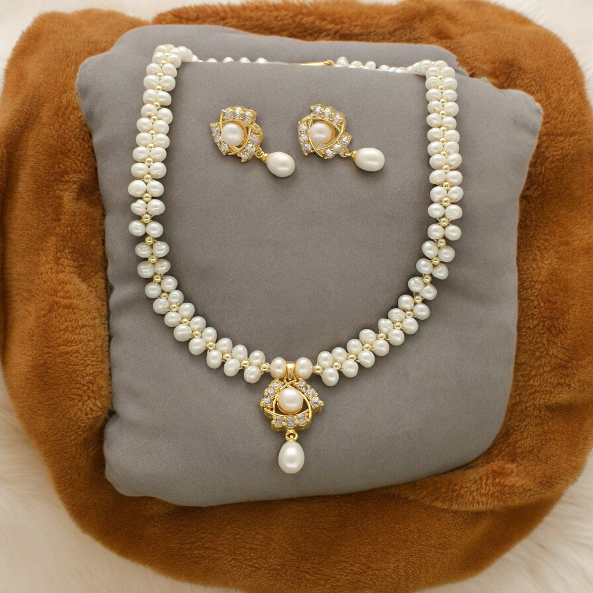 J Pearls Elegance Pearl Necklace Set - Swadesiicart