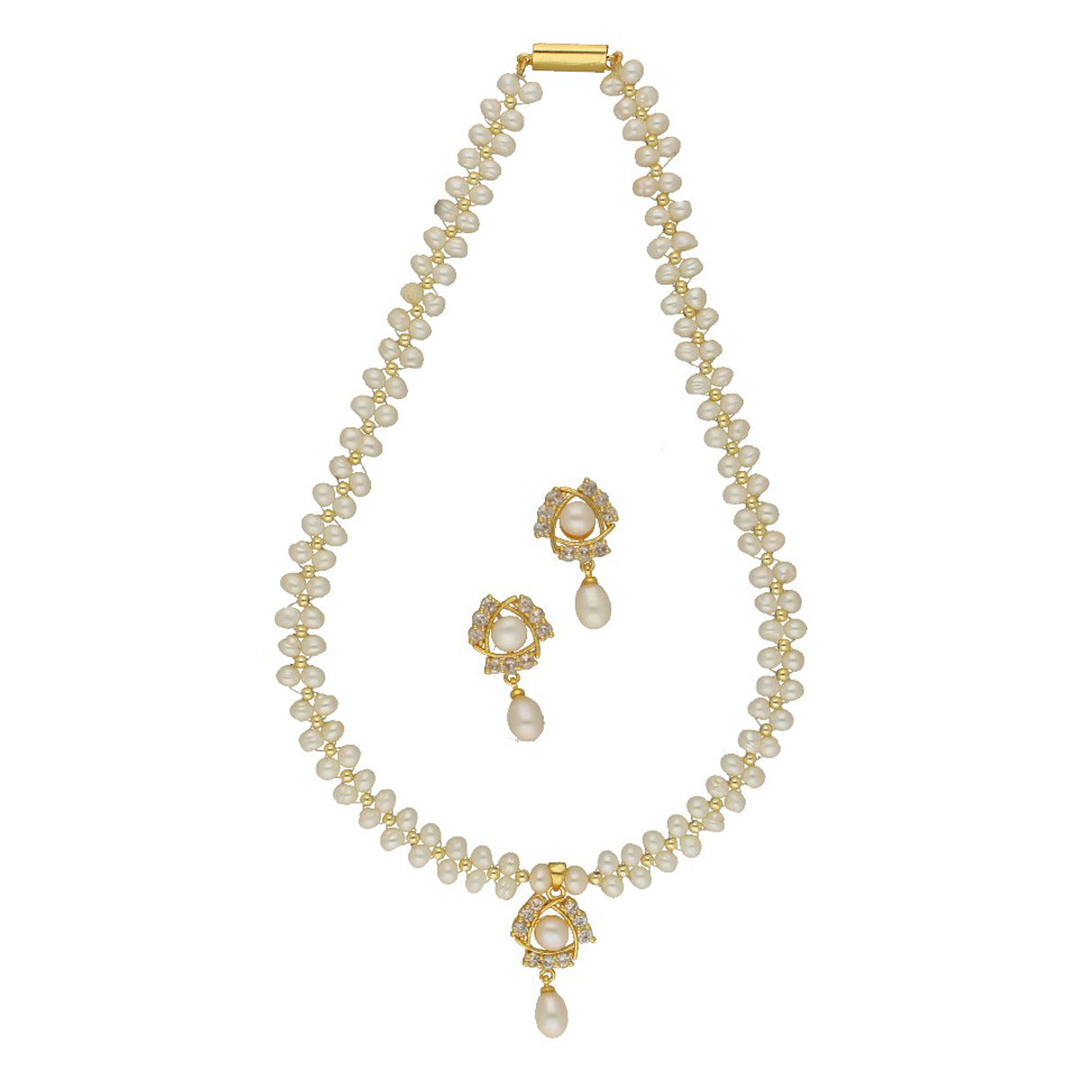 J Pearls Elegance Pearl Necklace Set - Swadesiicart
