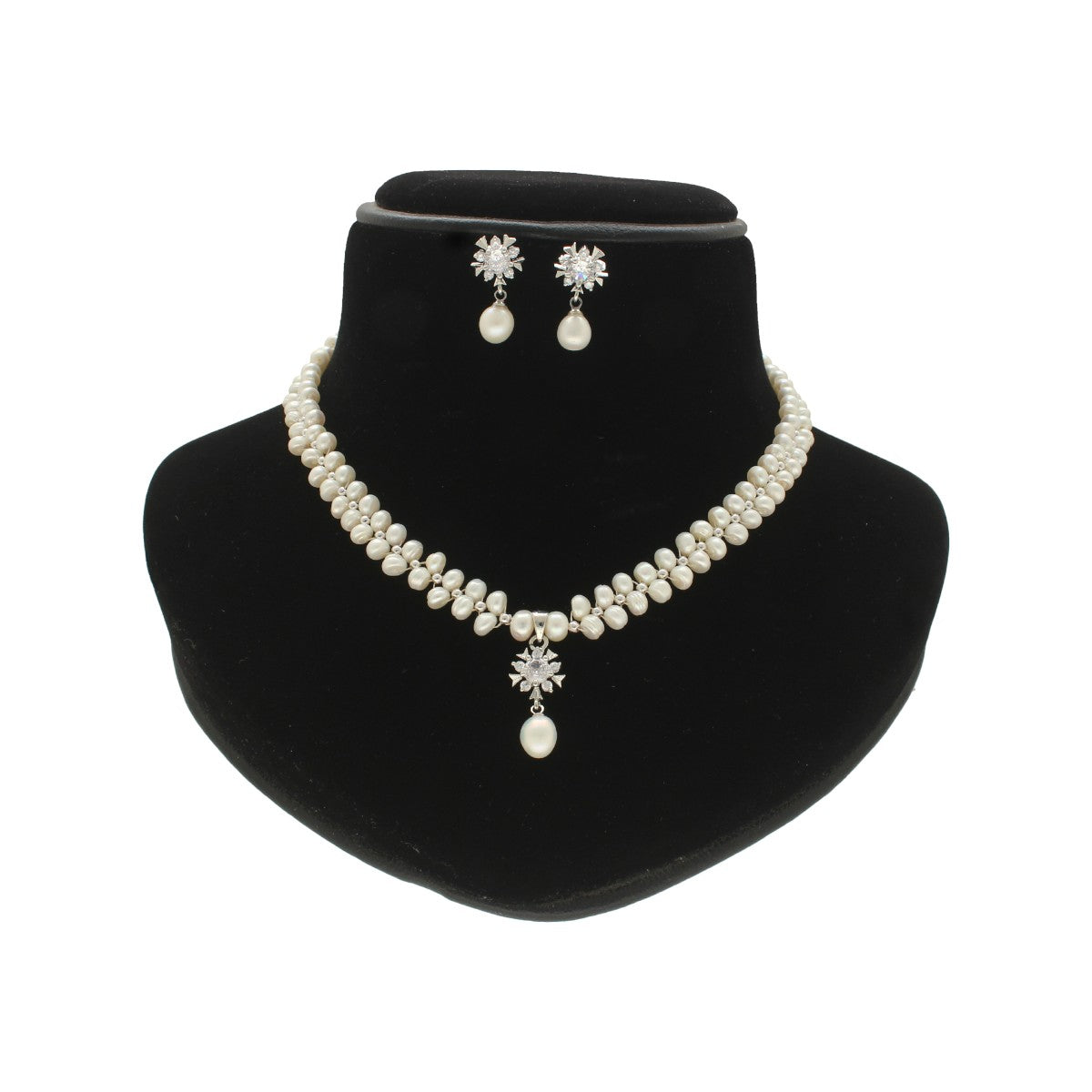 J Pearls Alluring Pearl Necklace Set - Swadesiicart