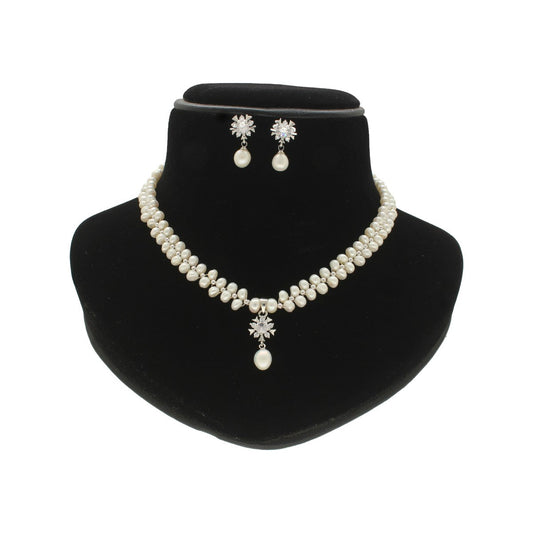 J Pearls Alluring Pearl Necklace Set - Swadesiicart