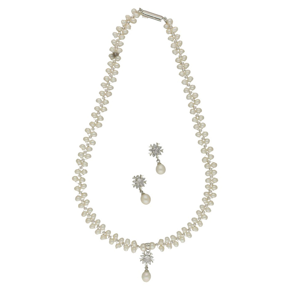 J Pearls Alluring Pearl Necklace Set - Swadesiicart