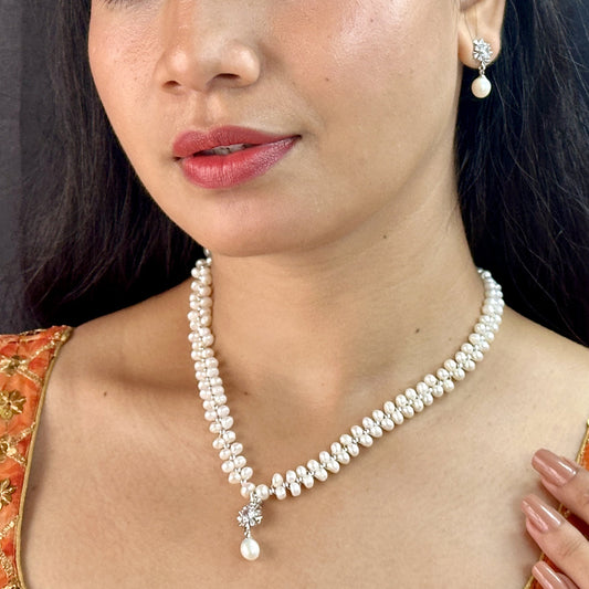 J Pearls Alluring Pearl Necklace Set - Swadesiicart