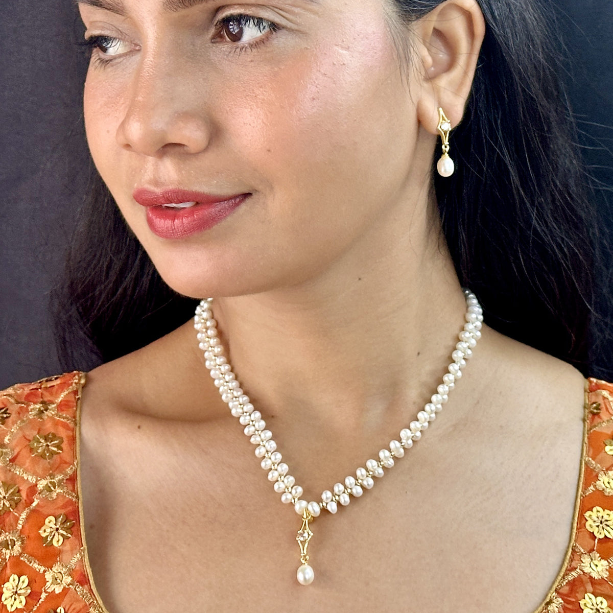 J Pearls winsome Pearl Necklace Set | Swadesiicart