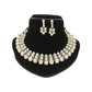 J Pearls Shimmering 3 line Pearl Necklace Set - Swadesiicart