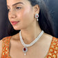 J Pearls Ravishing Dual Line Pearl Necklace Set - Swadesiicart