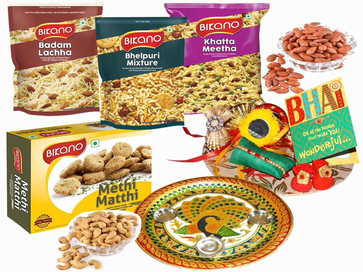 Bikano Favourites and Dryfruits Rakhi Puja Thali Gift - Bikanervala