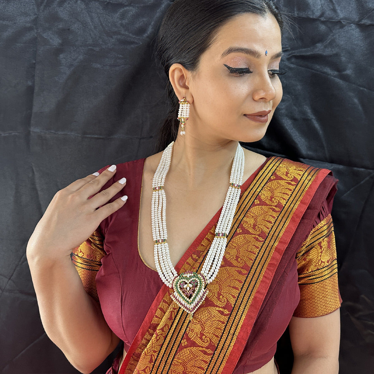 J Pearls Exclusive Rani Necklace Set - Swadesiicart