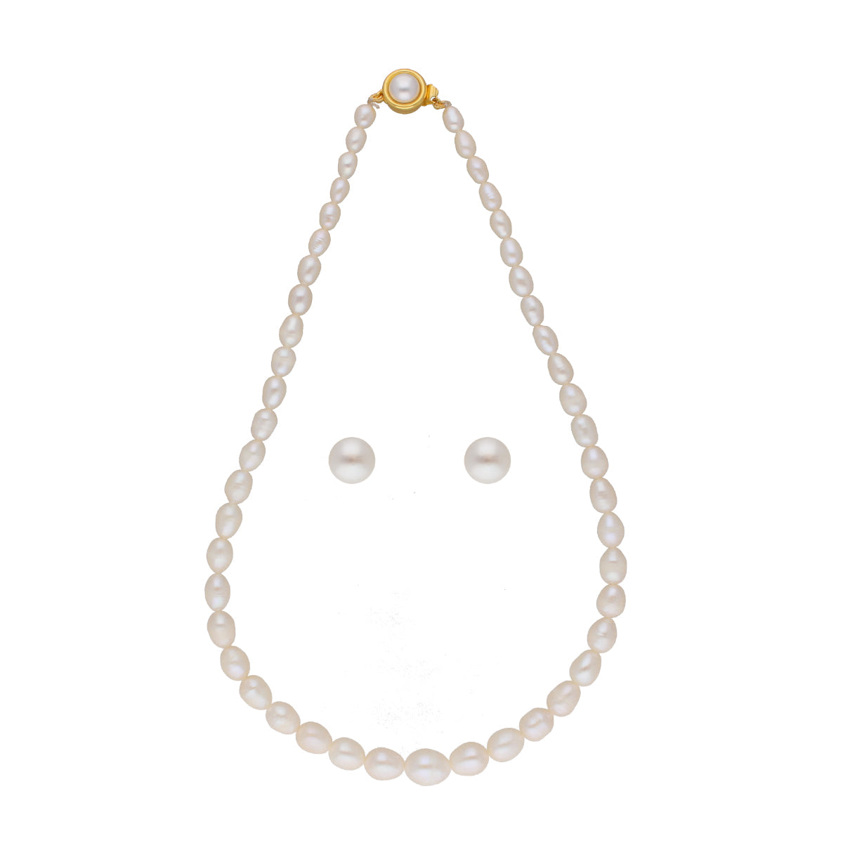 J Pearls White Graded Oval Pearl Necklace - Real Pearl Jewelry | Swadesiicart