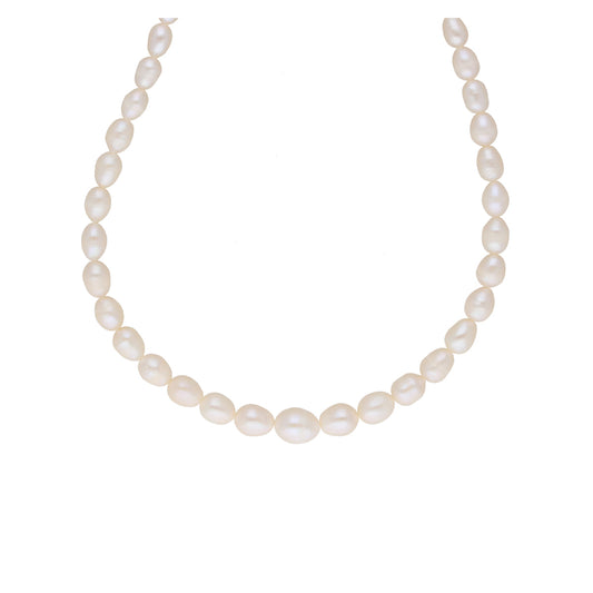 J Pearls White Graded Oval Pearl Necklace - Real Pearl Jewelry | Swadesiicart