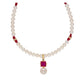J Pearls Classic Red Pearl Pendant Set - Real Pearl Jewelry | Swadesiicart