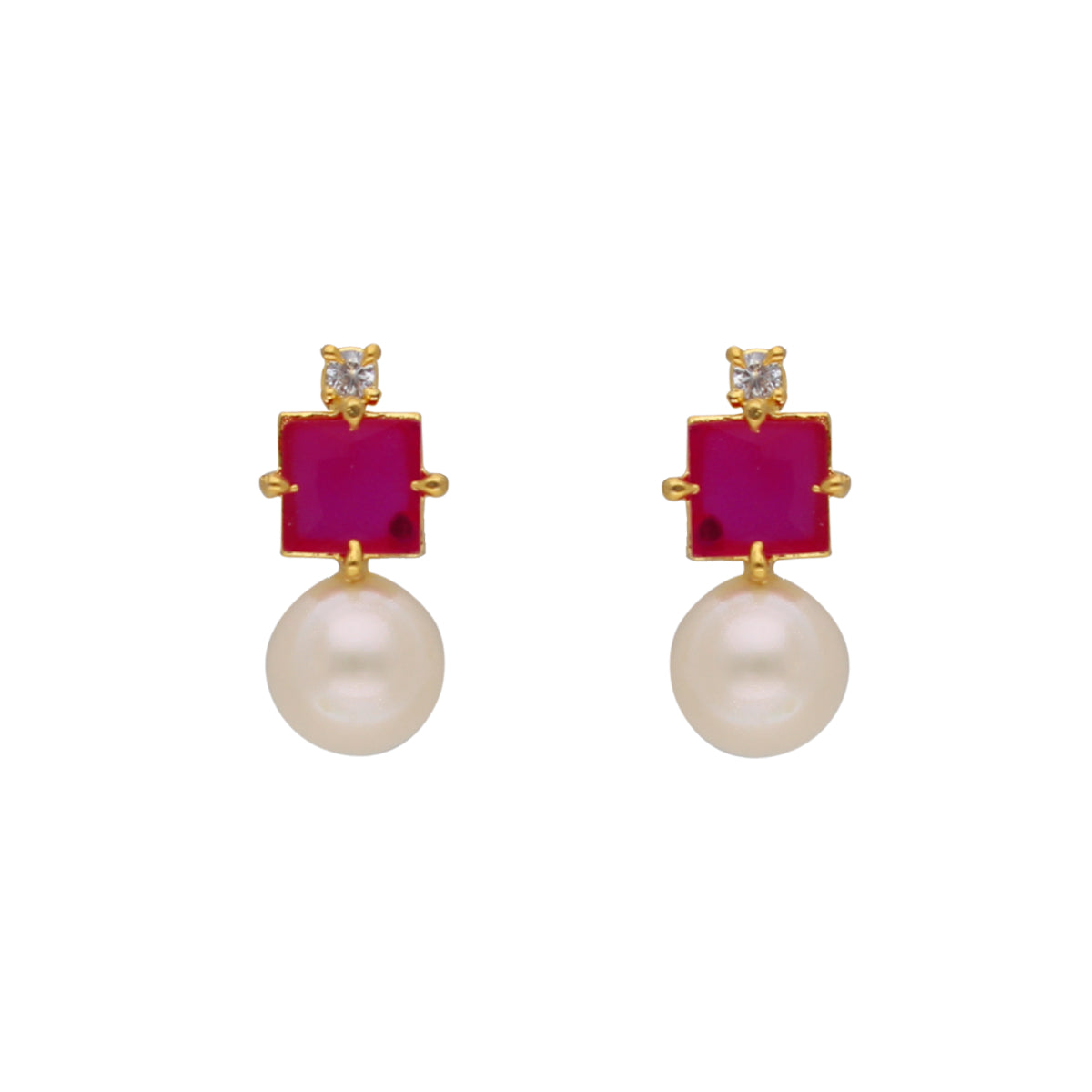 J Pearls Classic Red Pearl Pendant Set - Real Pearl Jewelry | Swadesiicart