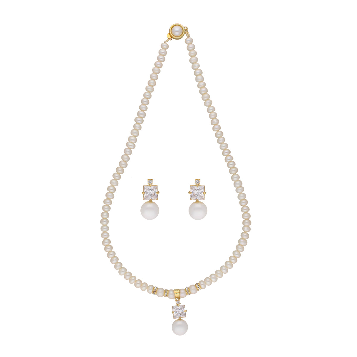 J Pearls Amazing Drop Pearl Set - Real Pearl Jewelry - Swadesiicart