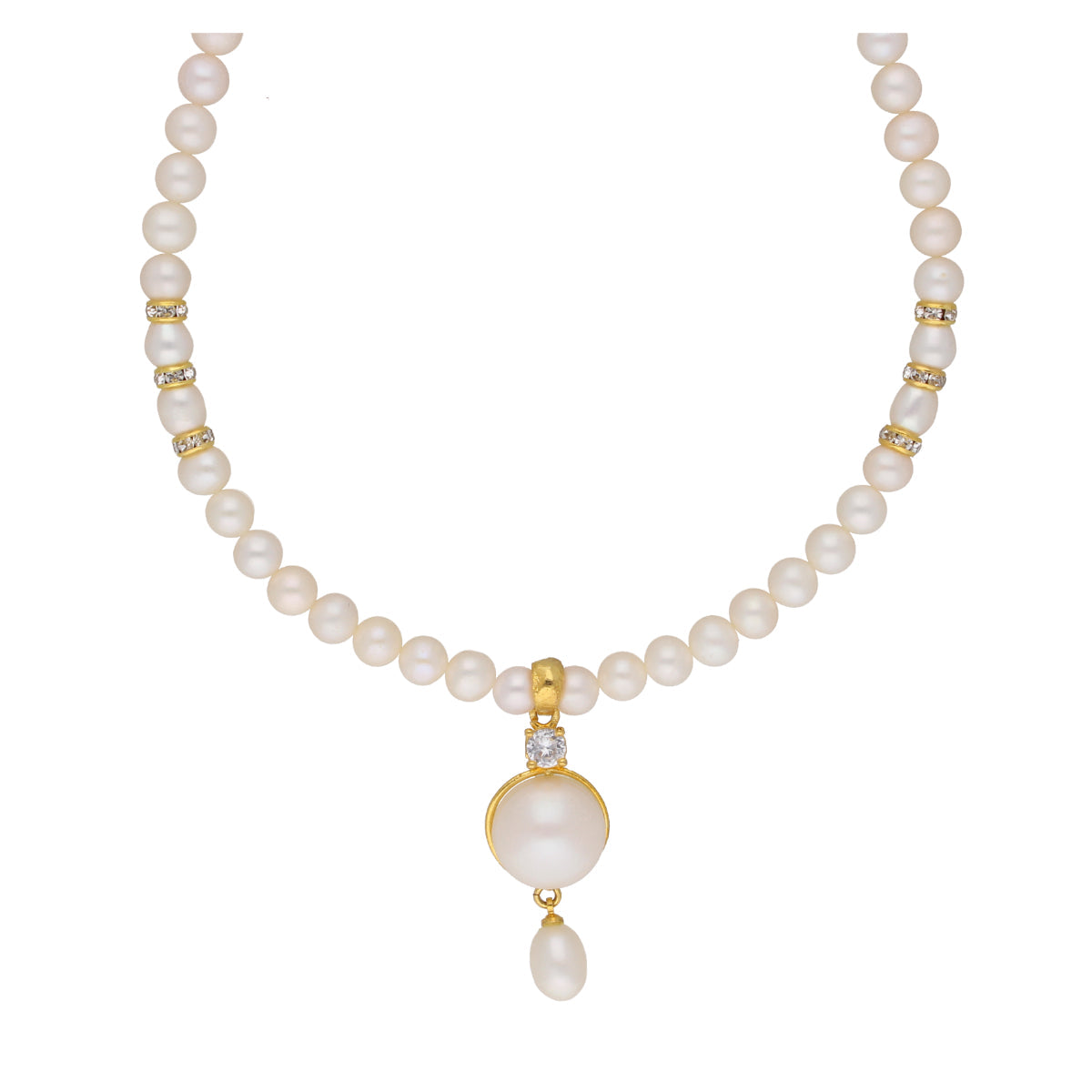 J Pearls Elegant Single Drop Pearl Set - Real Pearl Jewelry - Swadesiicart