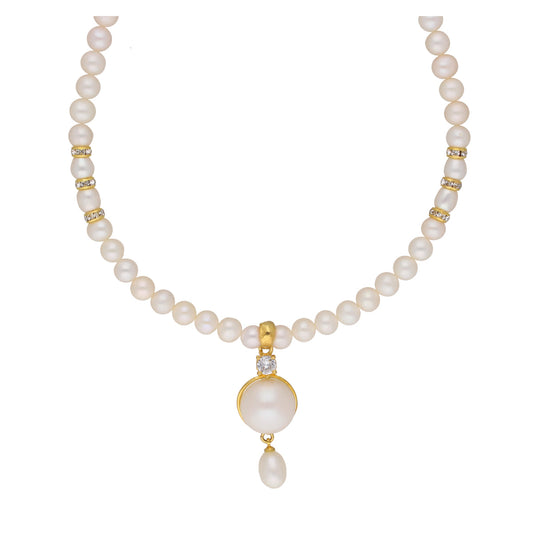 J Pearls Elegant Single Drop Pearl Set - Real Pearl Jewelry - Swadesiicart
