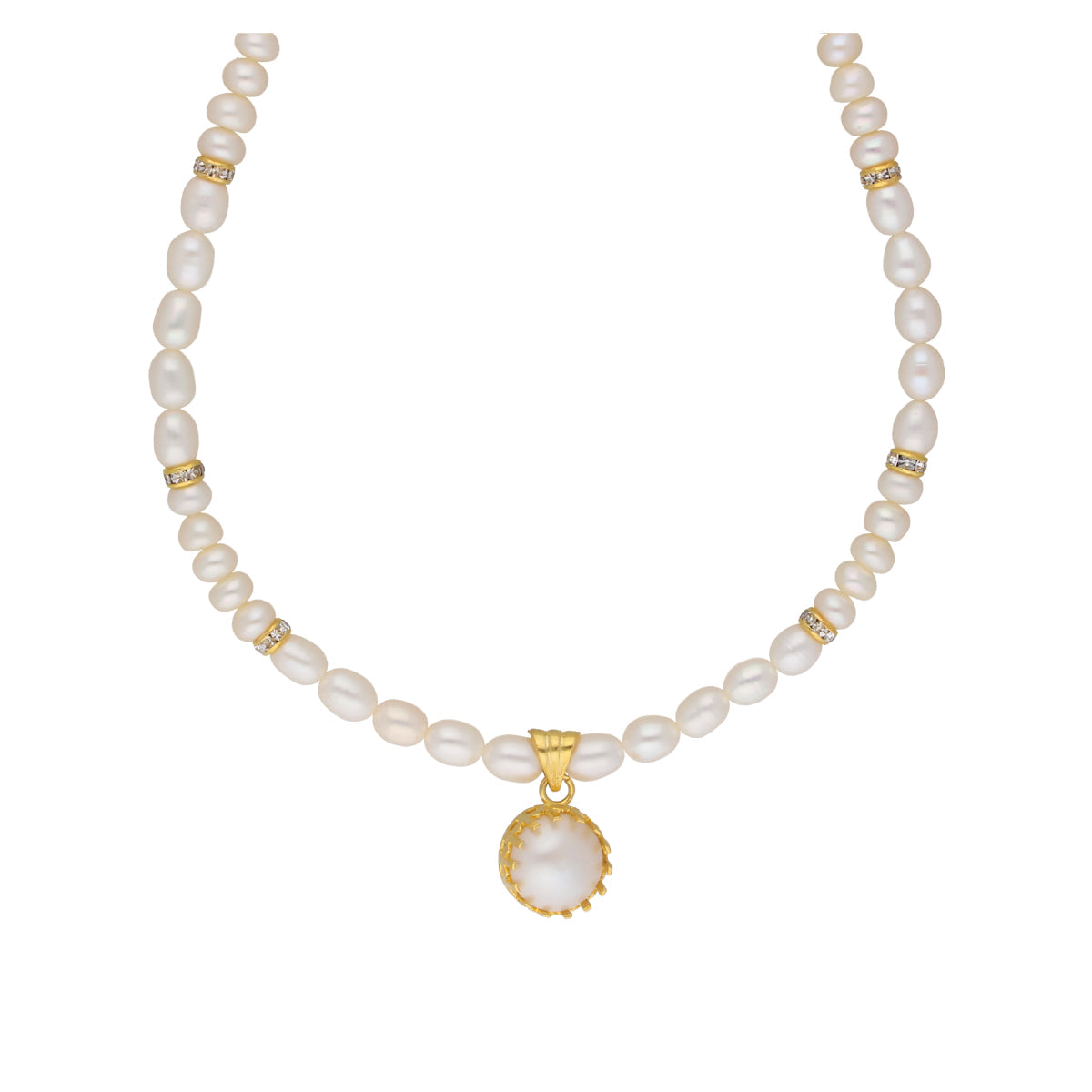 J Pearls Single String Fashionable Pearl Set - Real Pearl Jewelry - Swadesiicart