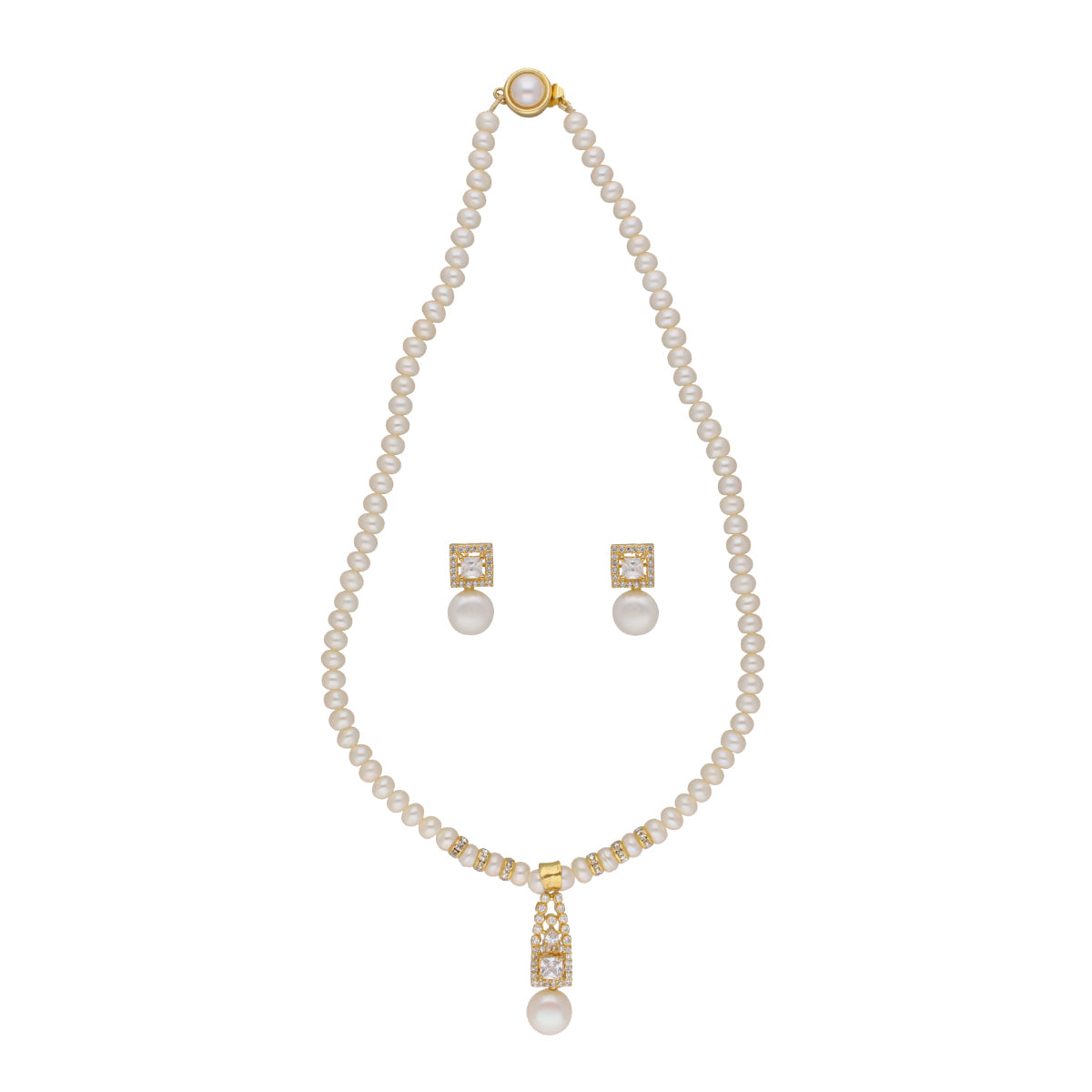 J Pearls Exclusive Pearl Set - Real Pearl Jewelry - Swadesiicart