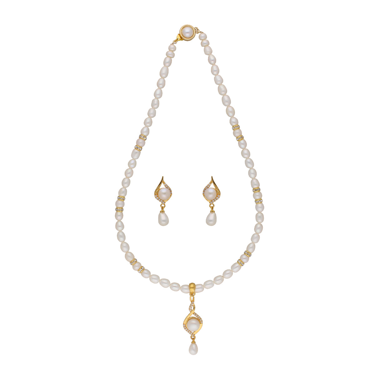 J Pearls Shine Pearl Set - Real Pearl Jewelry - Swadesiicart