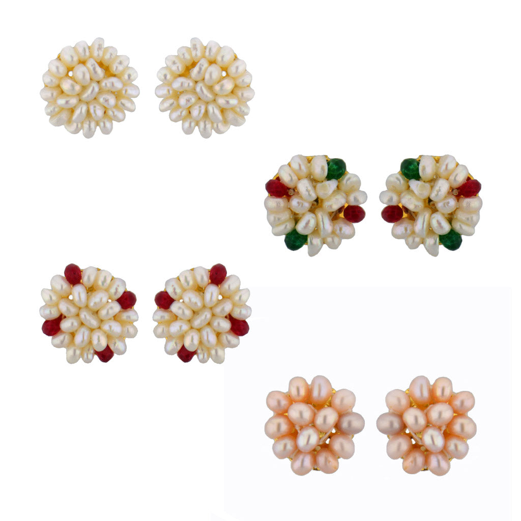 J Pearls Flower Earrings Combo - Real Pearl Jewelry - J Pearls