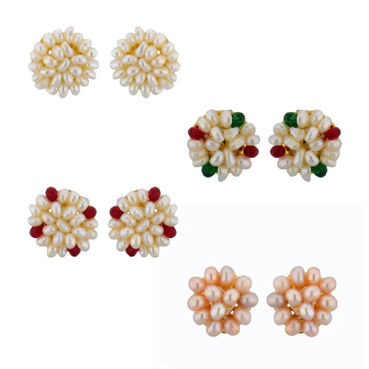 J Pearls Flower Earrings Combo - Real Pearl Jewelry - J Pearls
