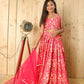 Aayaa Designer Printed Silk Embroidery Kids Lehenga Choli - Pink