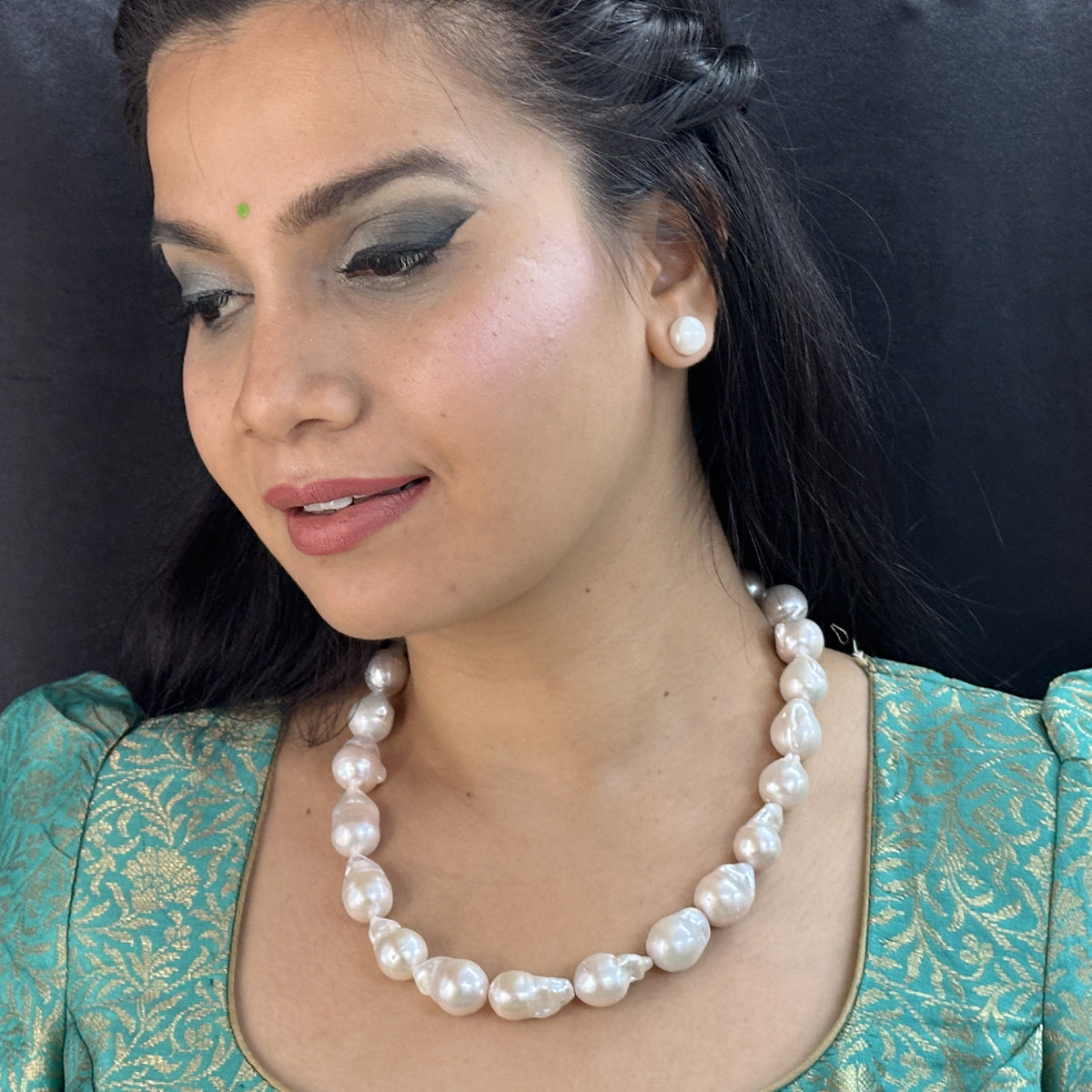 J Pearls Ehani 1 Line Baroque Pearl Necklaces | Swadesiicart