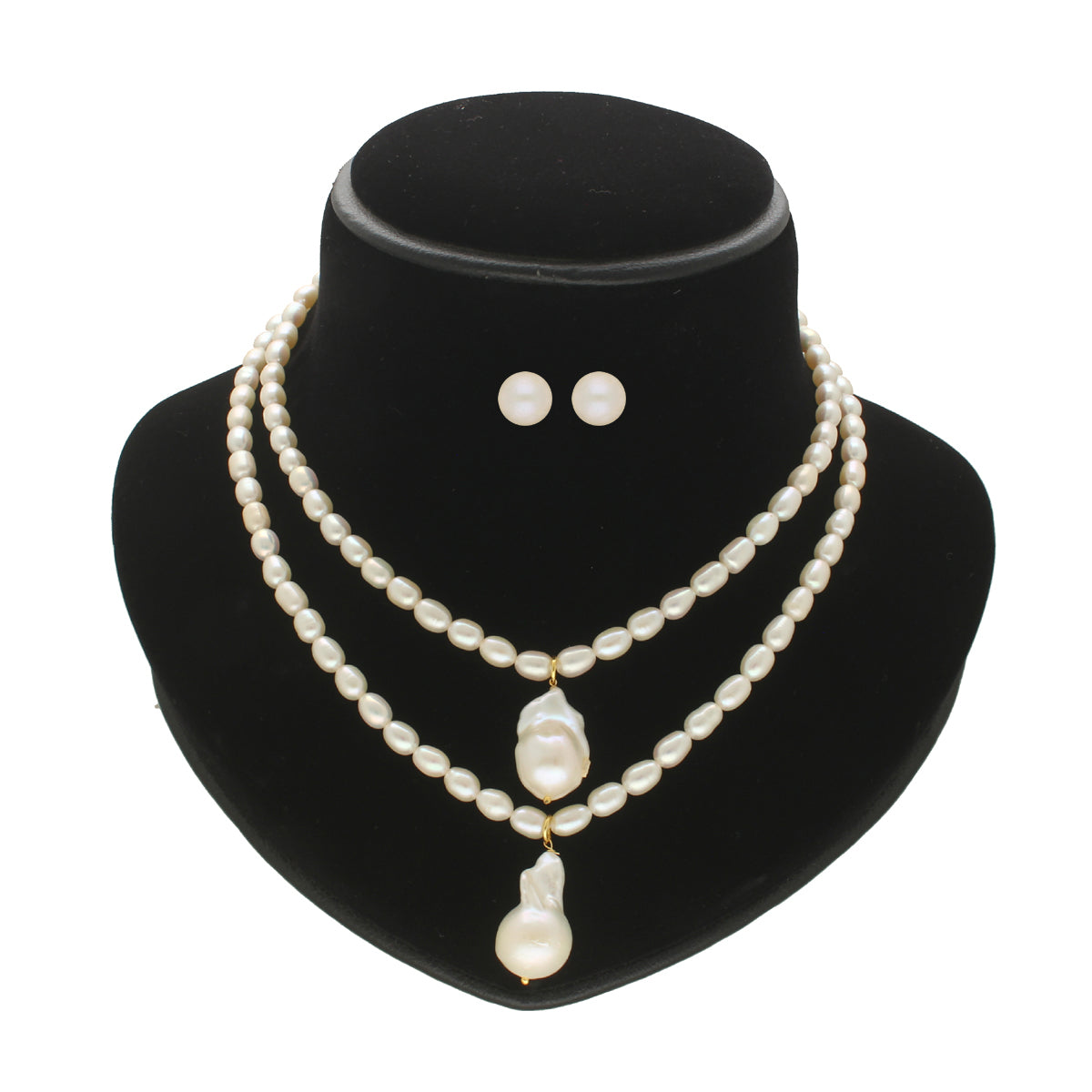 J Pearls Oeshi 2 Lines Oval Pearl Necklaces | Swadesiicart