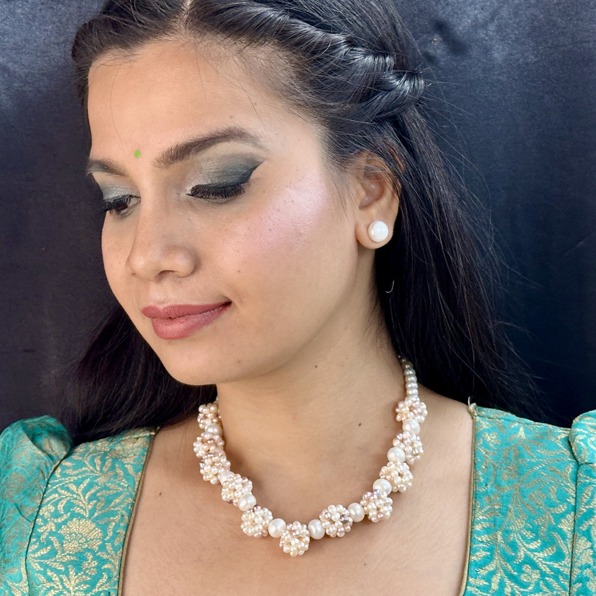 J Pearls Ihita 1 Line Pearl Necklaces | Swadesiicart