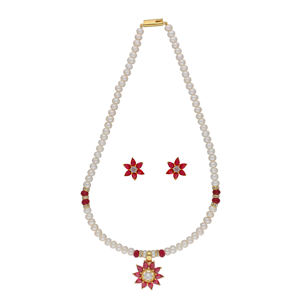 J Pearls Abdhija 1 Line Pearl Sets - Real Pearl Jewelry - Swadesiicart