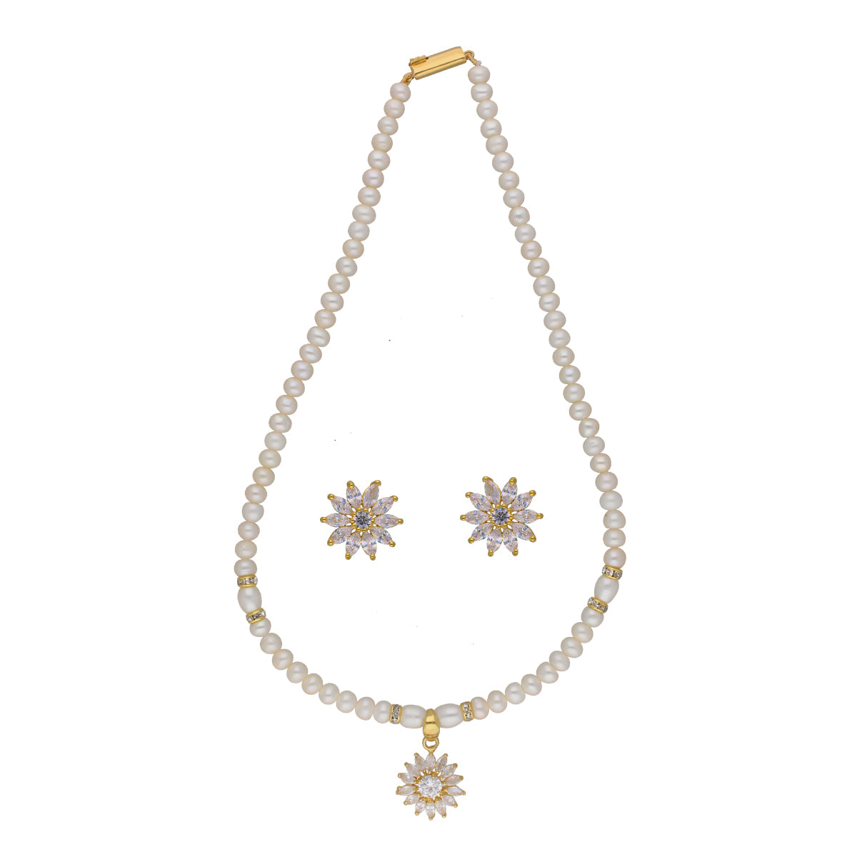 J Pearls Anahita 1 Line Pearl Sets - Real Pearl Jewelry - Swadesiicart