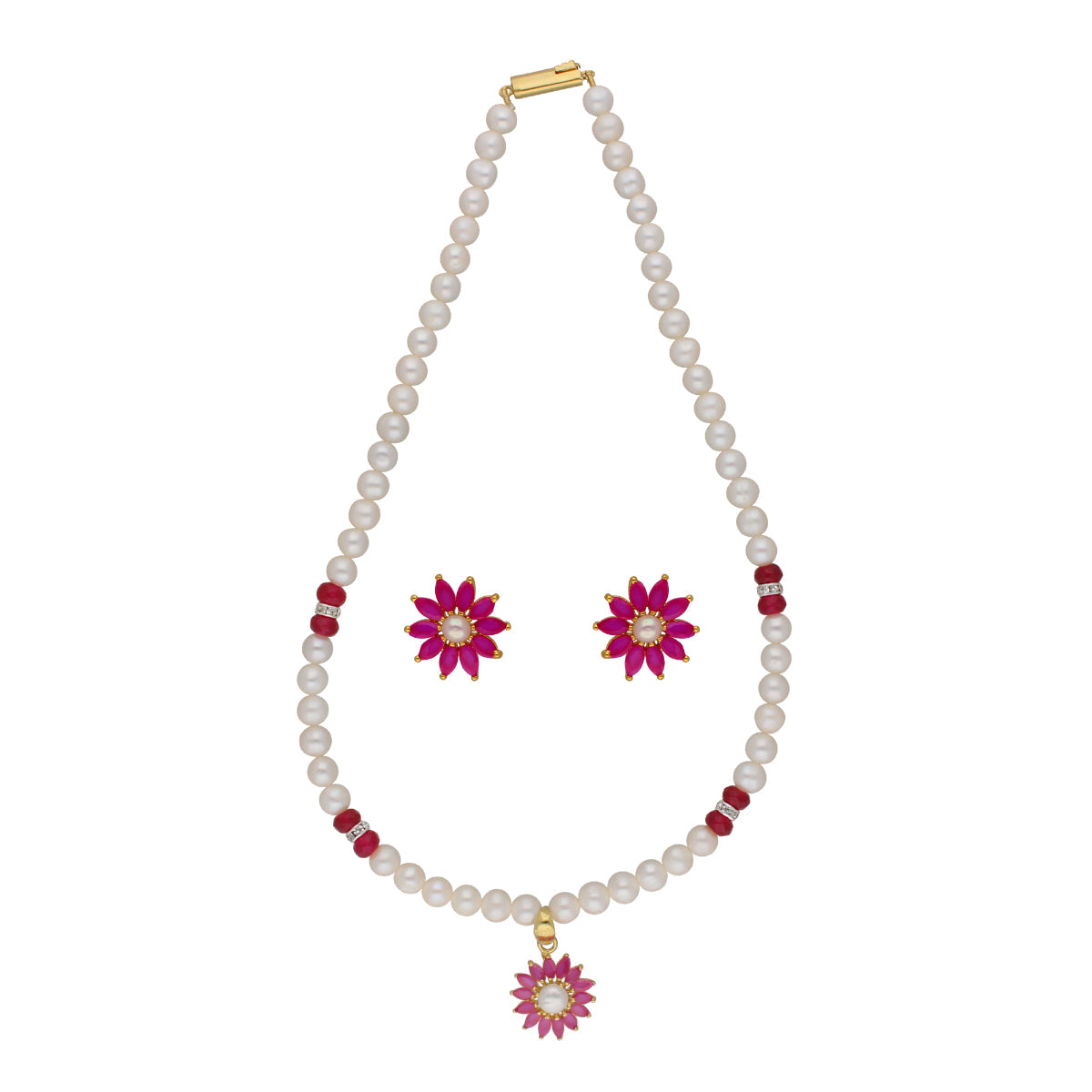 J Pearls Navishka 1 Line Pearl Sets - Real Pearl Jewelry - Swadesiicart