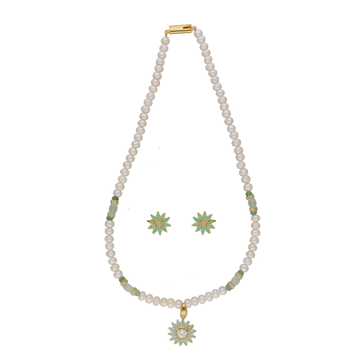 J Pearls Babita 1 Line Pearl Sets - Real Pearl Jewelry - Swadesiicart