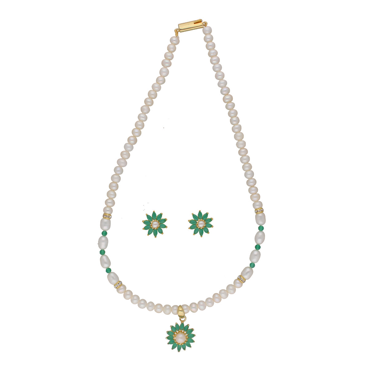 J Pearls Bahupuspa 1 Line Pearl Sets - Real Pearl Jewelry - Swadesiicart