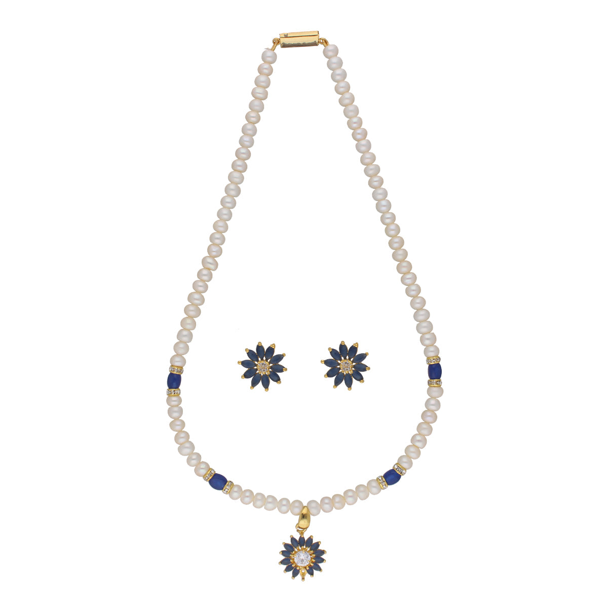 J Pearls Eeshika 1 Line Pearl Sets - Real Pearl Jewelry - Swadesiicart