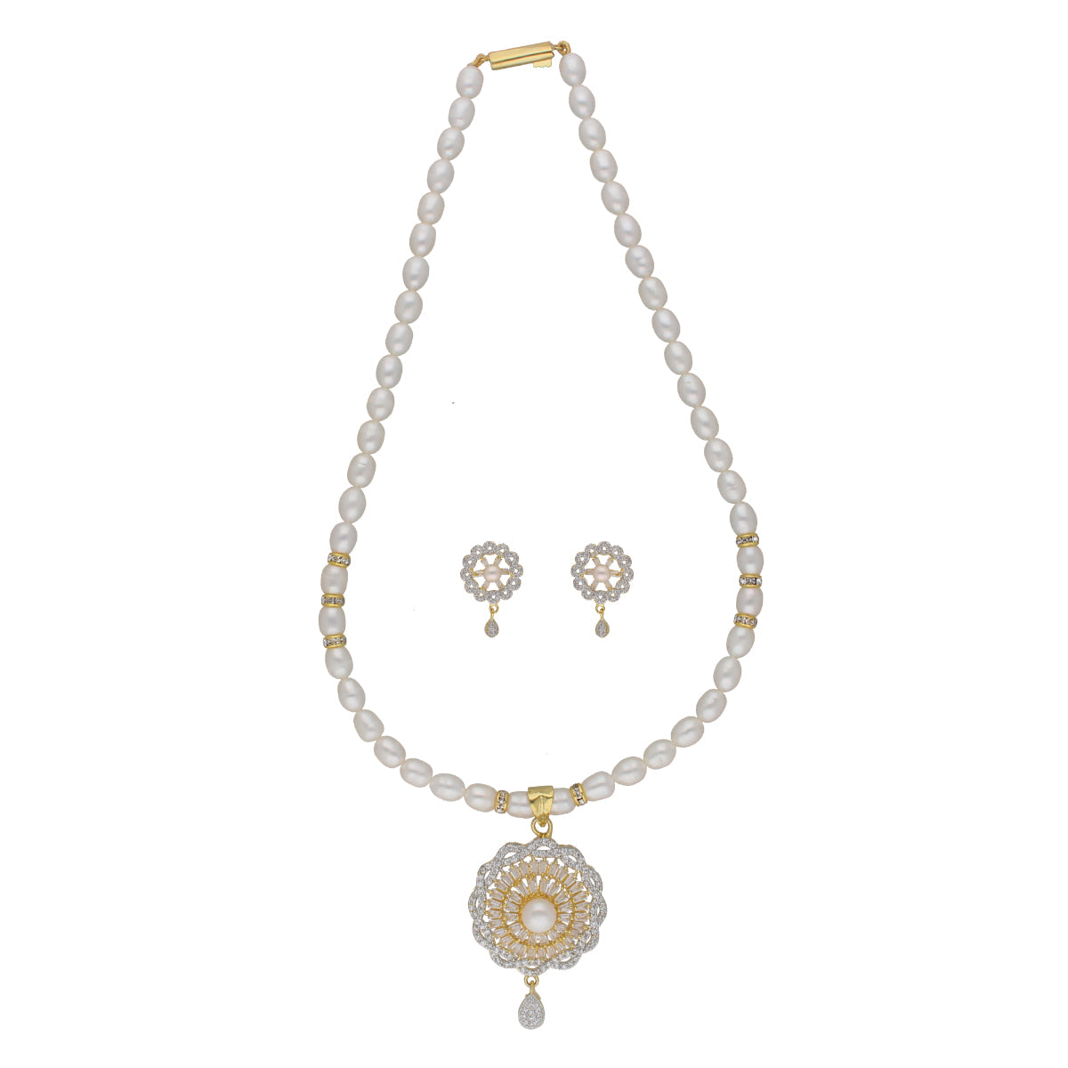 J Pearls Gianna 1 Line Pearl Sets - Real Pearl Jewelry - Swadesiicart