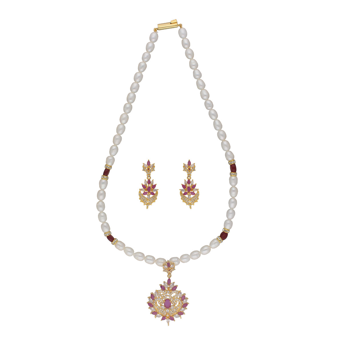 J Pearls Dheeksha 1 Line Pearl Sets - Real Pearl Jewelry - Swadesiicart