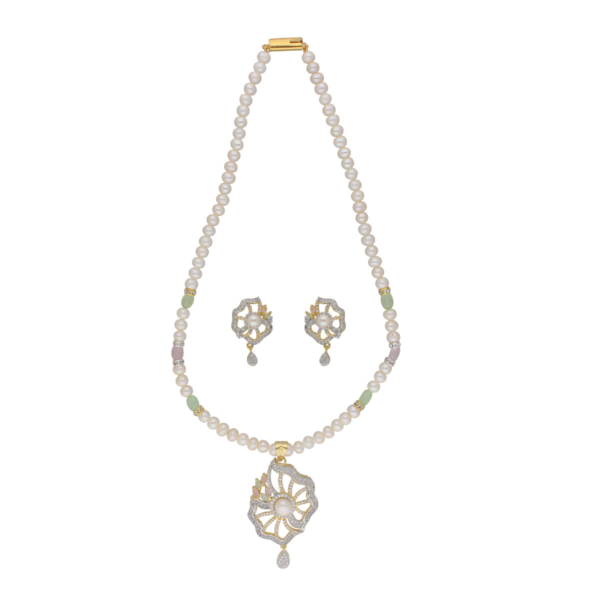 J Pearls Dheivavadivu 1 Line Pearl Sets - Real Pearl Jewelry - Swadesiicart