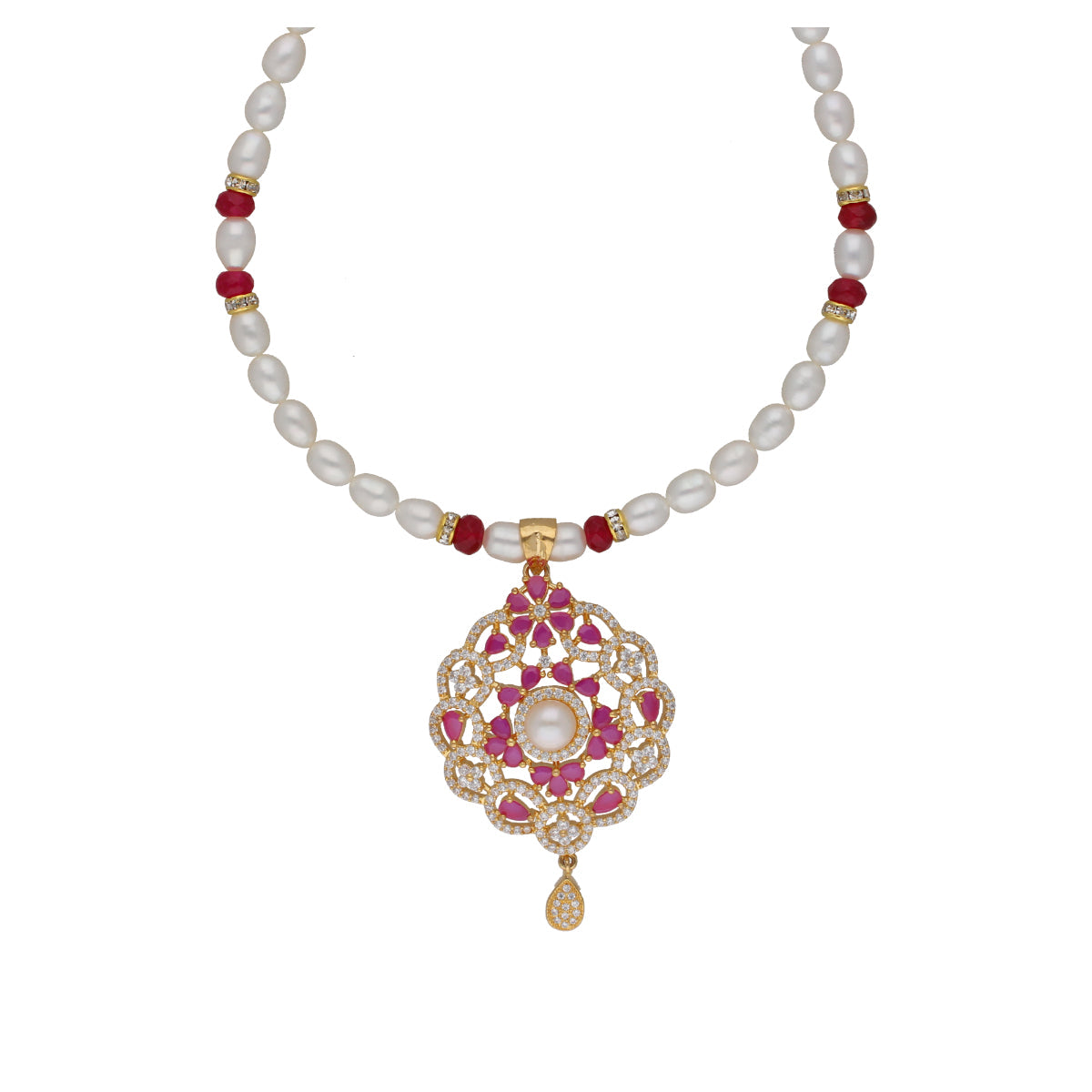J Pearls Krishna 1 Line Pearl Sets - Real Pearl Jewelry - Swadesiicart