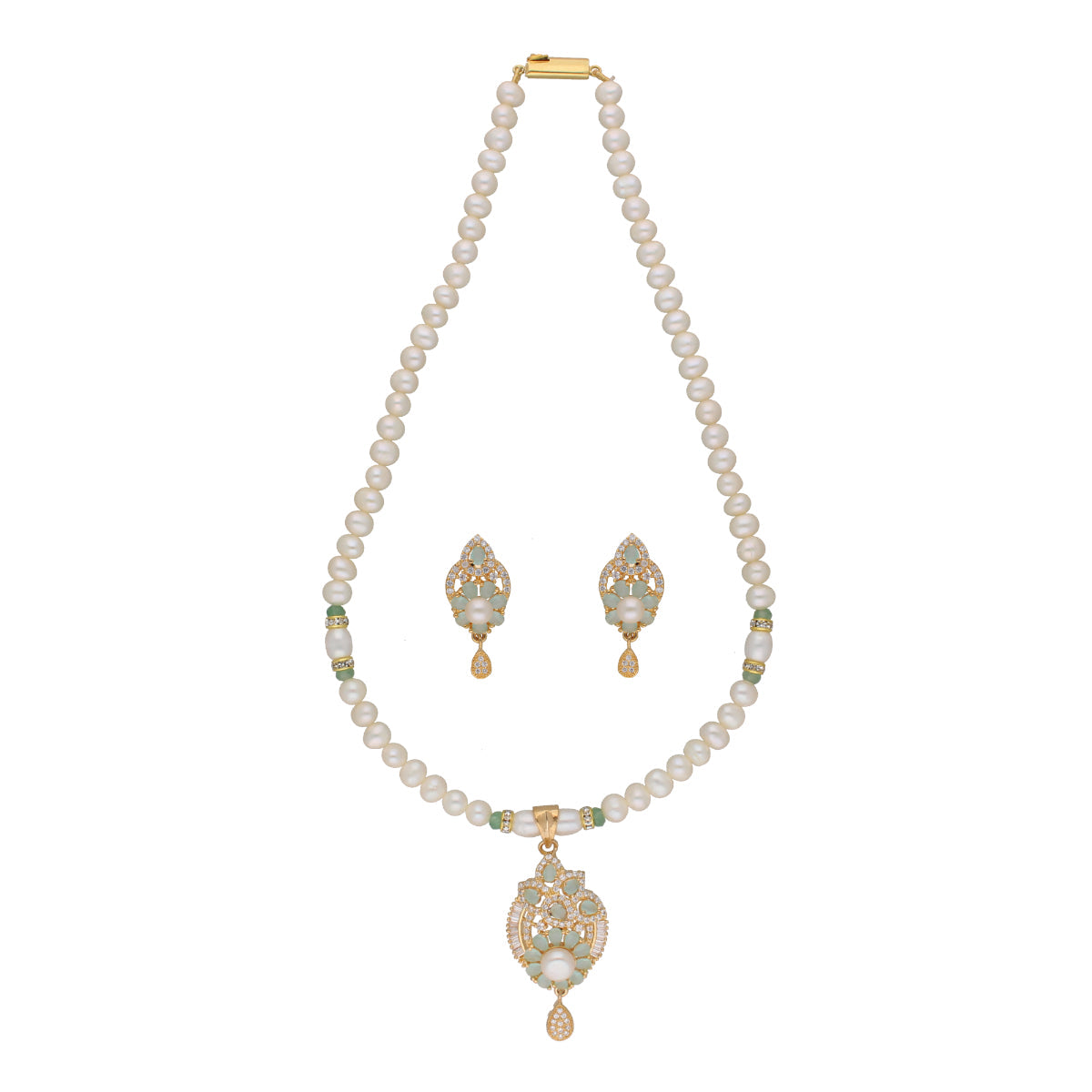 J Pearls Jhanvi 1 Line Pearl Sets - Real Pearl Jewelry - Swadesiicart