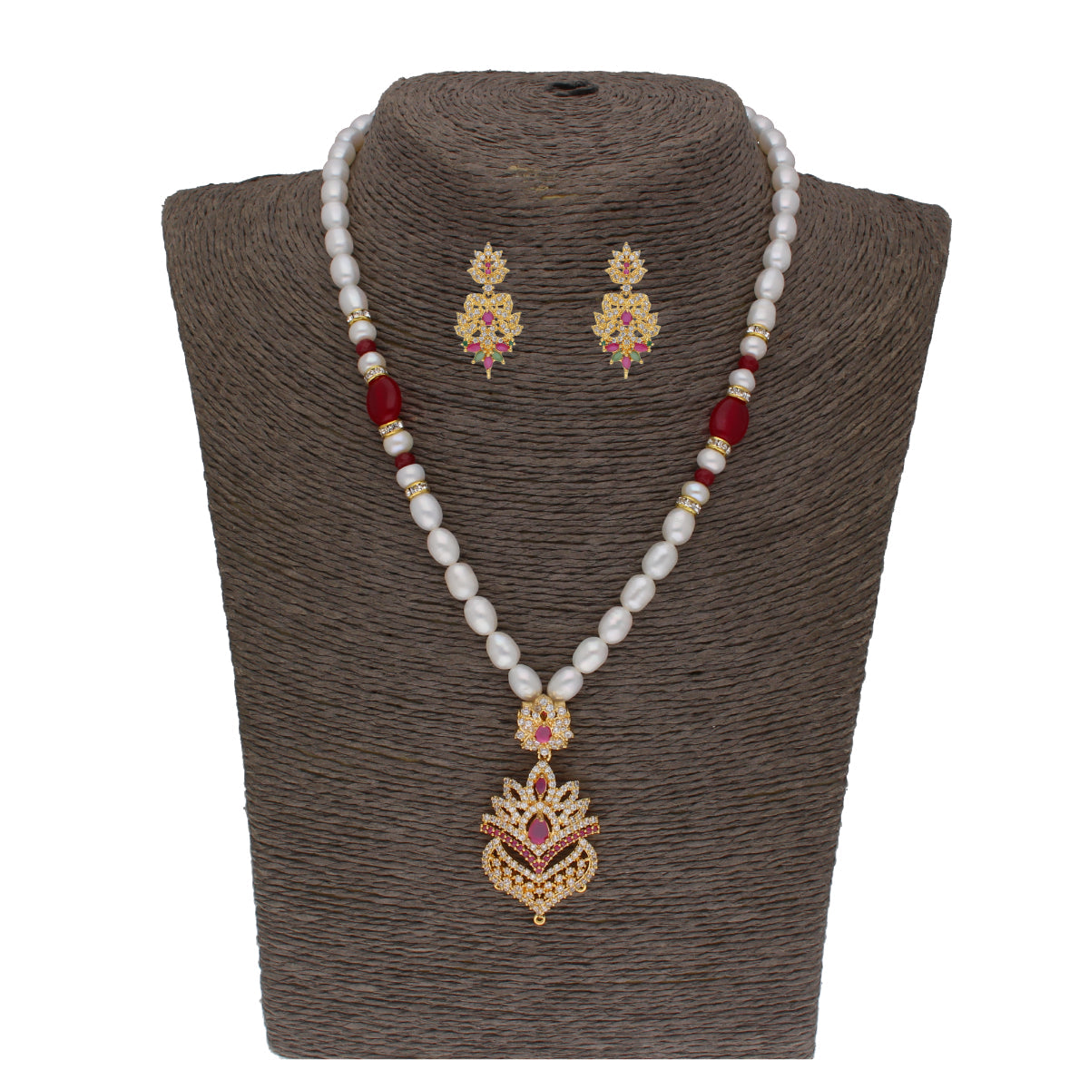 J Pearls Fritha 1 Line Pearl Sets - Real Pearl Jewelry - Swadesiicart