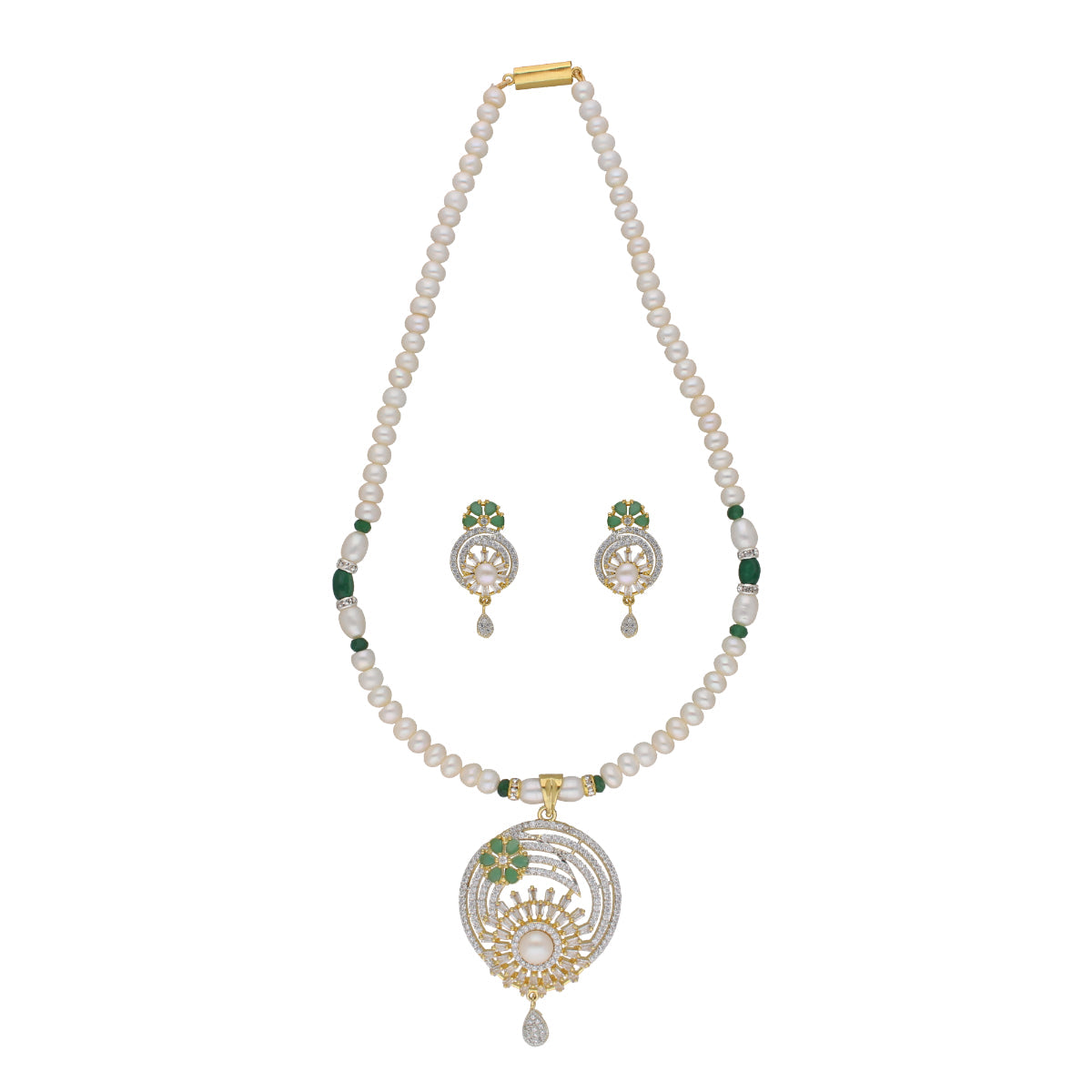 J Pearls Naira 1 Line Pearl Sets - Real Pearl Jewelry - Swadesiicart
