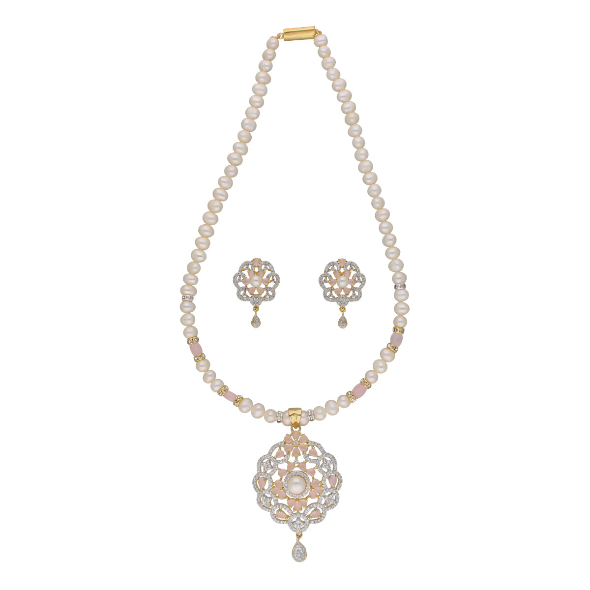 J Pearls Hemal 1 Line Pearl Sets - Real Pearl Jewelry - Swadesiicart