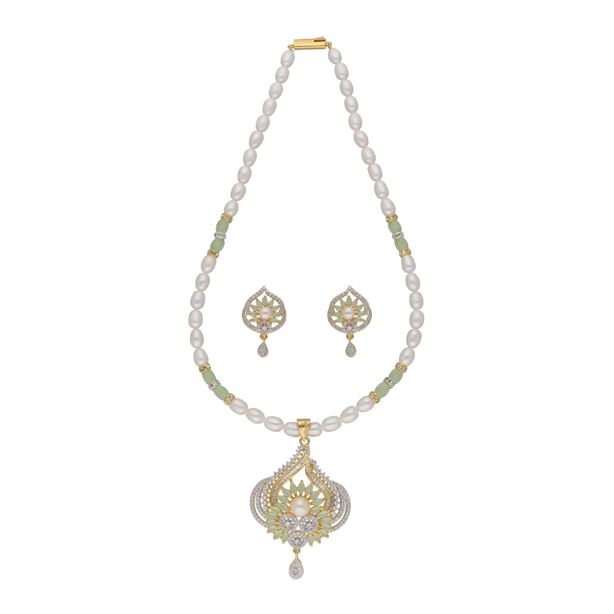 J Pearls Dhavni 1 Line Pearl Sets - Real Pearl Jewelry - Swadesiicart